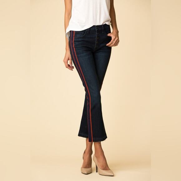 NWT Veronica Beard Carolyn Baby Boot Jean With Navy And RedTuxedo Stripes Sz 24 - Picture 1 of 15